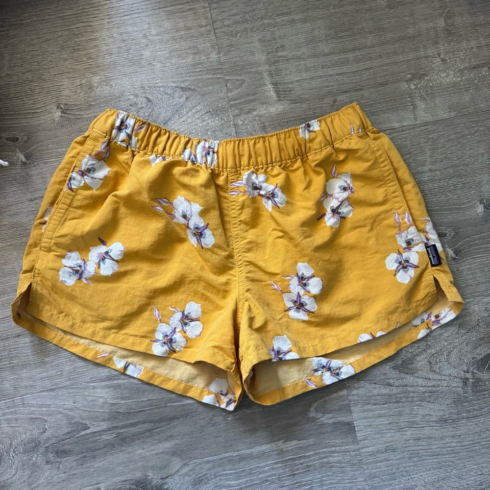 Patagonia Baggies Yellow Floral High Waist Women's Shorts